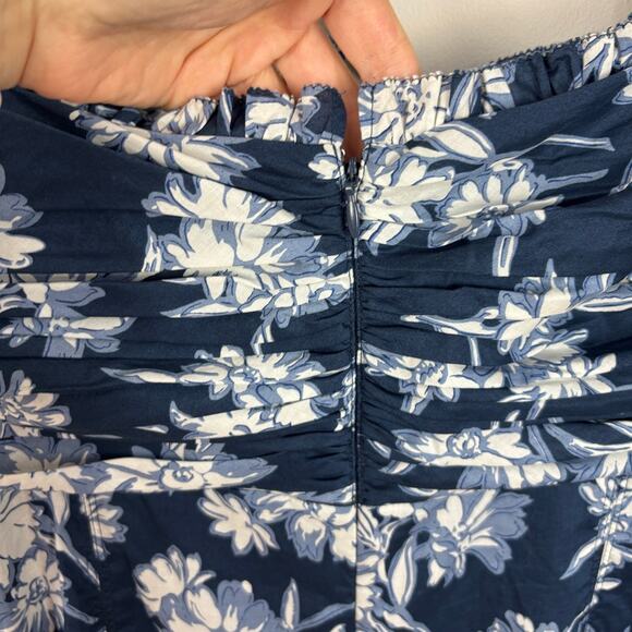 Polo Ralph Lauren Bloom Gathered Midi Dress Blue White Floral - NO TAGS ~ Large - Picture 9 of 12